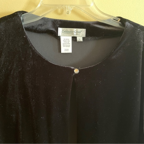Coldwater Creek Velvet Black Bolero One Button Jacket sz L - Picture 2 of 6